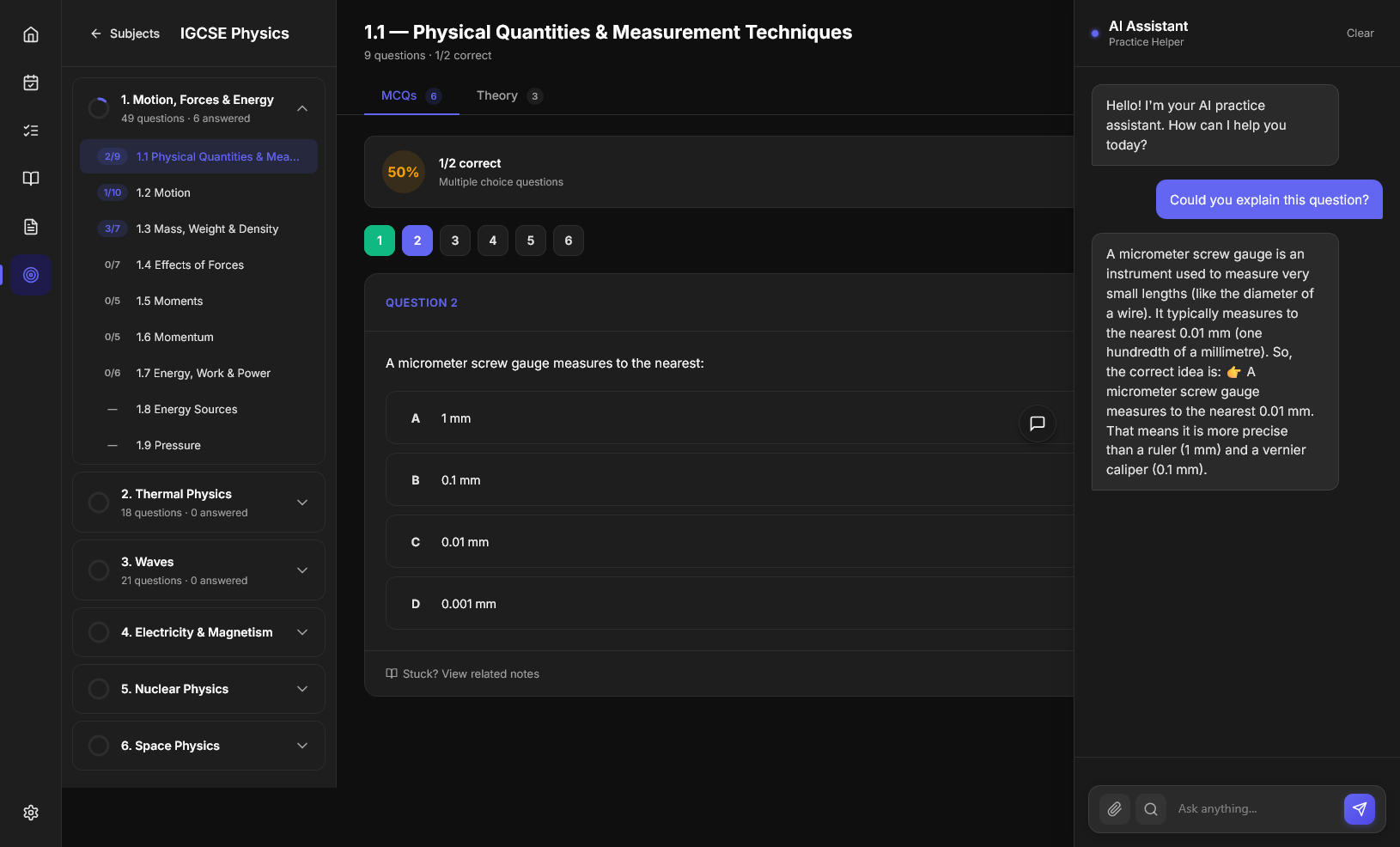 StudyAll practice questions with AI explanation